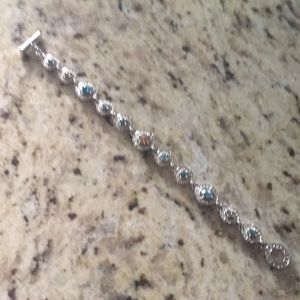 M4M Silver tone Toggle Bracelet w/ colored stones